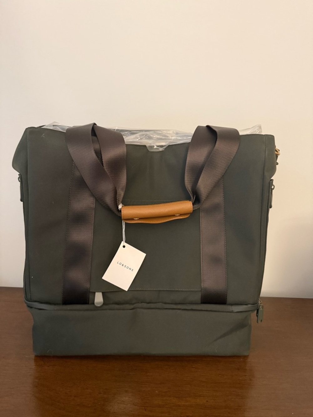 Lo & Sons Olive Green Catalina with Travel Straps and Separate Shoe Compartment